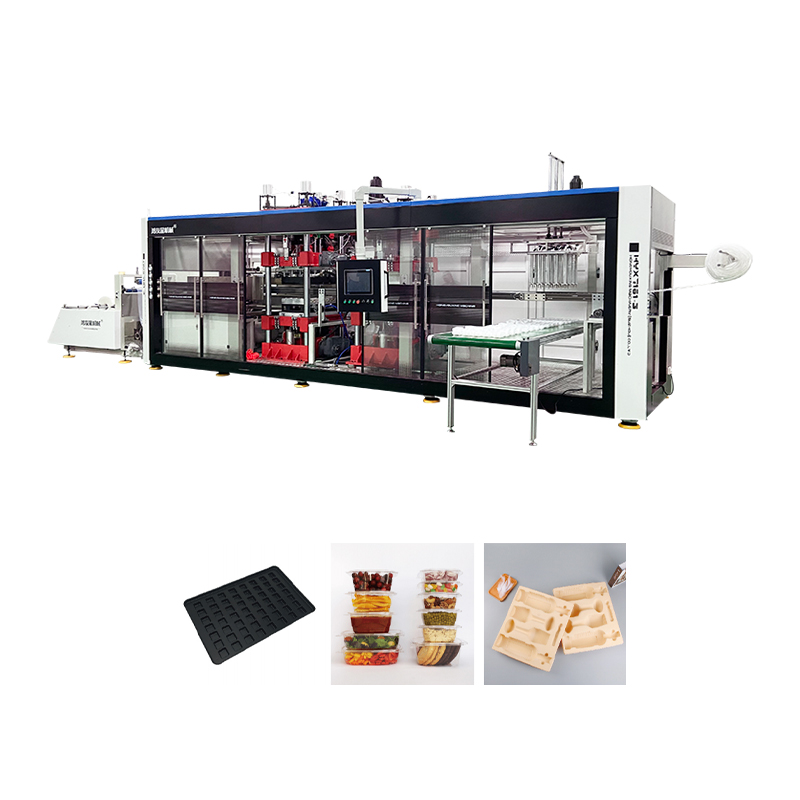 HYX-7161 Plne automatické kladné a negatívne tlakové 3 stanice Thermoforming stroj